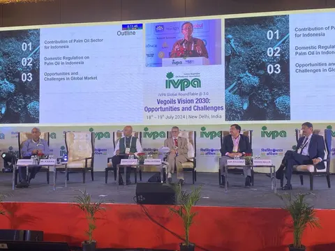Panel on stage at the IVPA Vegoils Vision 2030 round table in New Delhi