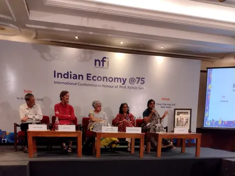 Panel on stage at the Indian Economy @75 conference
