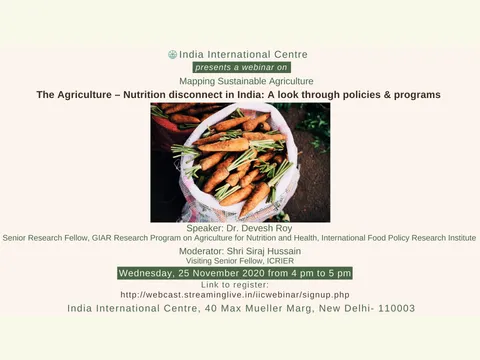 Poster for “The Agriculture–Nutrition Disconnect in India: A Look through Policies and Programmes”