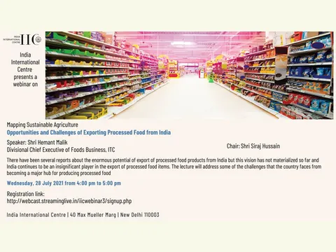 Poster for “Opportunities and Challenges of Exporting Processed Food from India”