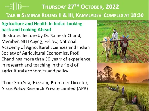 Poster for “Agriculture and Health in India: Looking Back and Looking Ahead”